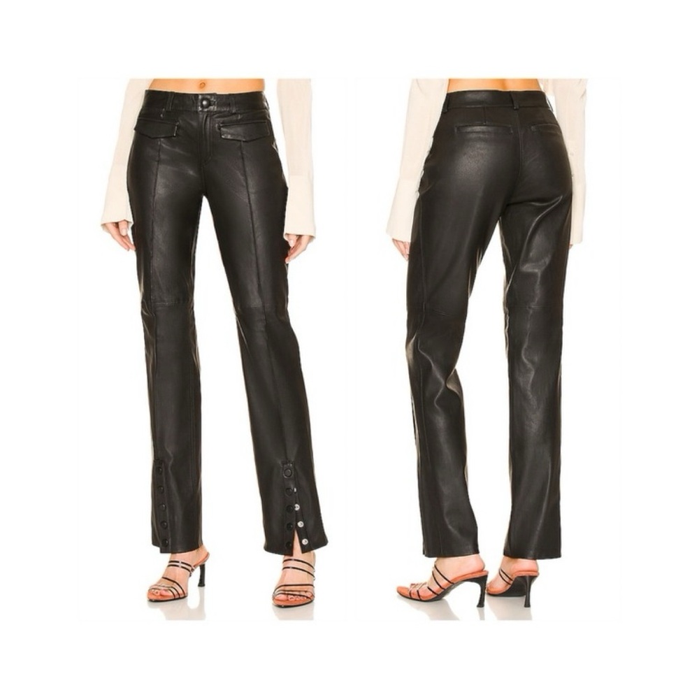 NEW Song of Style Revolve Kelsey Leather Pants (Sz M) Straight Leg Black